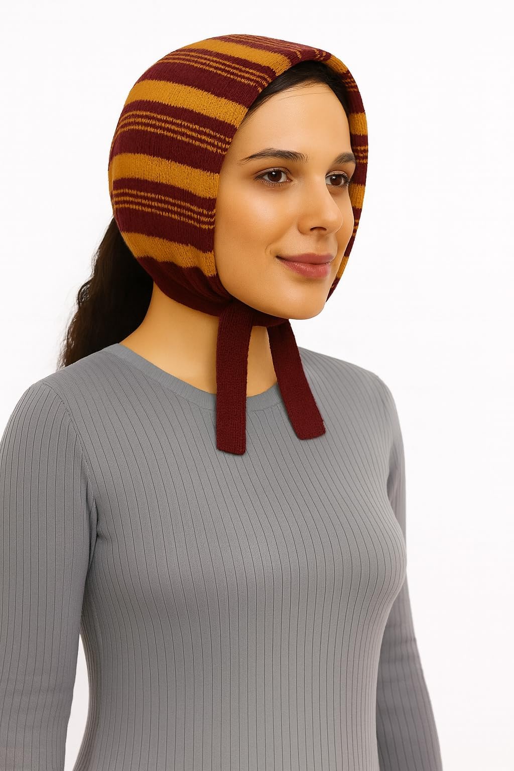 NISHVITH Lines - Stylish Winter Knit Muffler, Striped Pattern, Ear Protection Design with Ties, Warm Casual Wear for Women(Pack of 2, Multicolor, Color Varies)