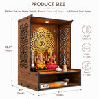 Fliptic Wooden Temple for Home with LED Spotlight | Wall Mounted Pooja Mandir for Home & Office | Decorative Wooden Mandir with Elegant Design for Living Room, Prayer Room & Home Temple Décor