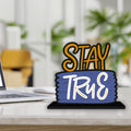 Artvibes Wooden Alphabet Idols and Figurine Stay True Quotes Table Decoration for Office Desk | Home Decor Item | Living Room | Modern Art Wood Showpiece Gift Items (Sp_1154)