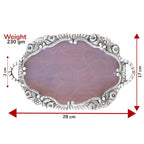 Decorative Fiber Tray with Metal Floral Border, 25 cm Diameter