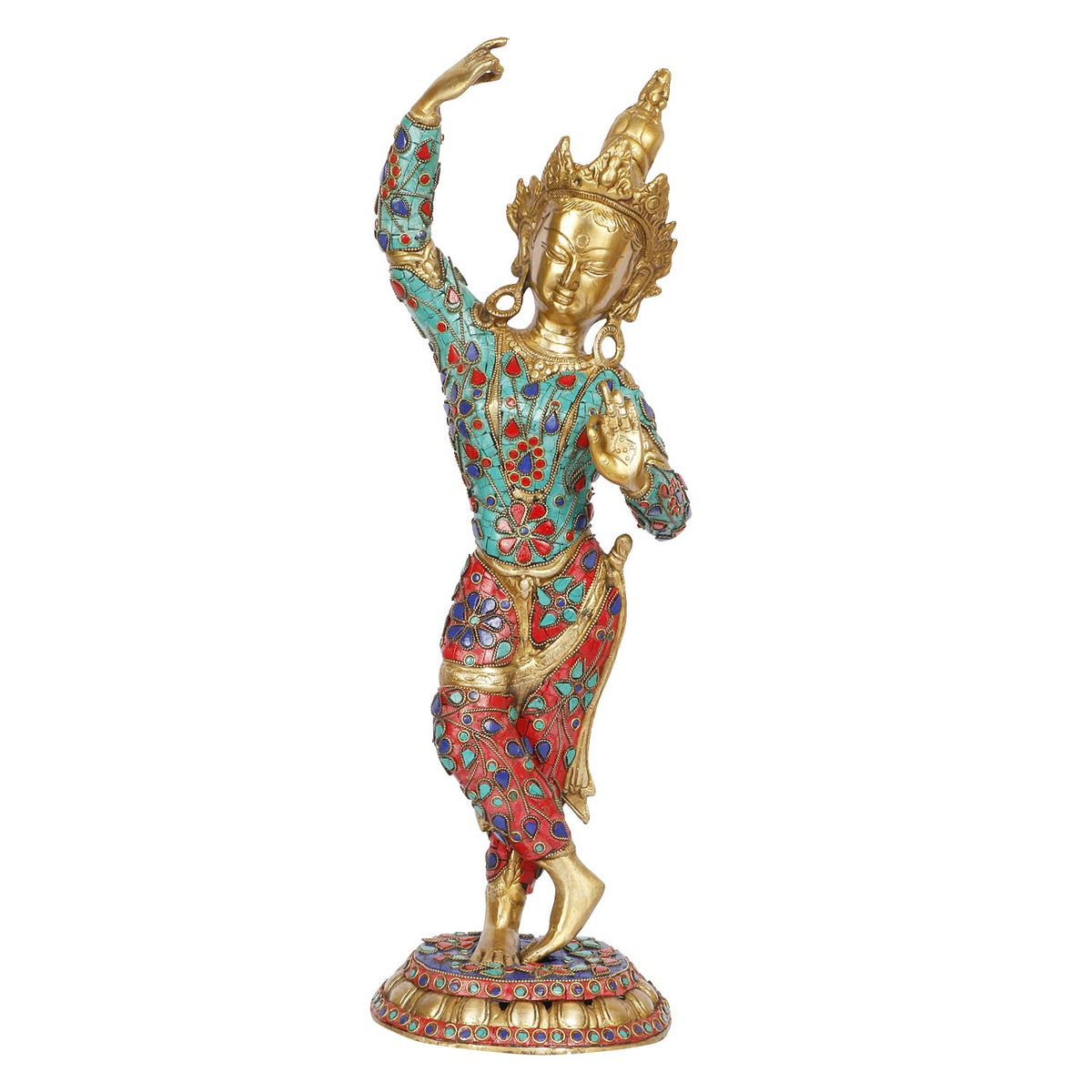 ARTVARKO 20 Inches Large Goddess Tara Brass Standing Statue Tara Statue for Health Happiness Wealth | Dancing Idol Home Décor Sculpture