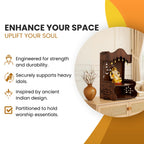 HOMEWEY DECOR Wooden Home Temple Handcrafted Support Heavy Idols Luxurious Finish Pooja Mandir for Home and Office Wall Mount for Room (Design10)