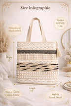 OLL OO LA LA BEAUTY Tote bags | Boho Woven Tote Bag for Women | Cotton Macrame Shoulder Bag with Fringe & Tassel | Boho Tote bag for Beach, Casual & Travel Handbag, Braided style