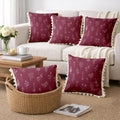 STITCHNEST 'Little Meadow Series' Tassled Cushion Cover | Set of 5 | Floral Cushion Cover 16 inch x 16 inch