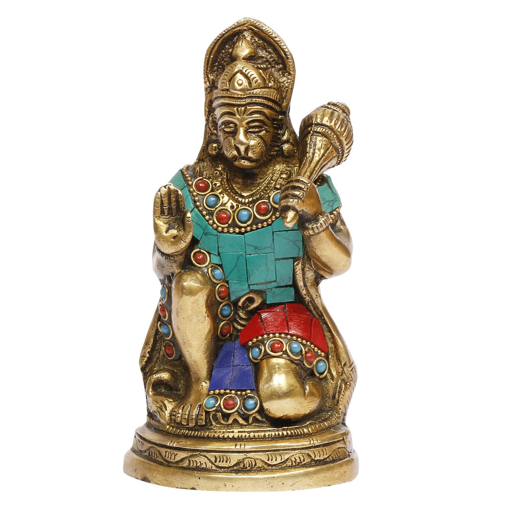 Artavrko Brass Lord Hanuman Blessed Bajrangbali Sculpture Murti Religious Idol for Puja Home Decor Gift 6 Inch
