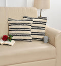 Furnistitchs Premium Decorative Throw Cushion Pillow Cover Boho Home Decor - Living Room Bedroom Couch Sofa Cushion Covers 16 inch x 16 inch (1, Cream Stripes)
