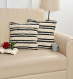 Furnistitchs Premium Decorative Throw Cushion Pillow Cover Boho Home Decor - Living Room Bedroom Couch Sofa Cushion Covers 16 inch x 16 inch (1, Cream Stripes)