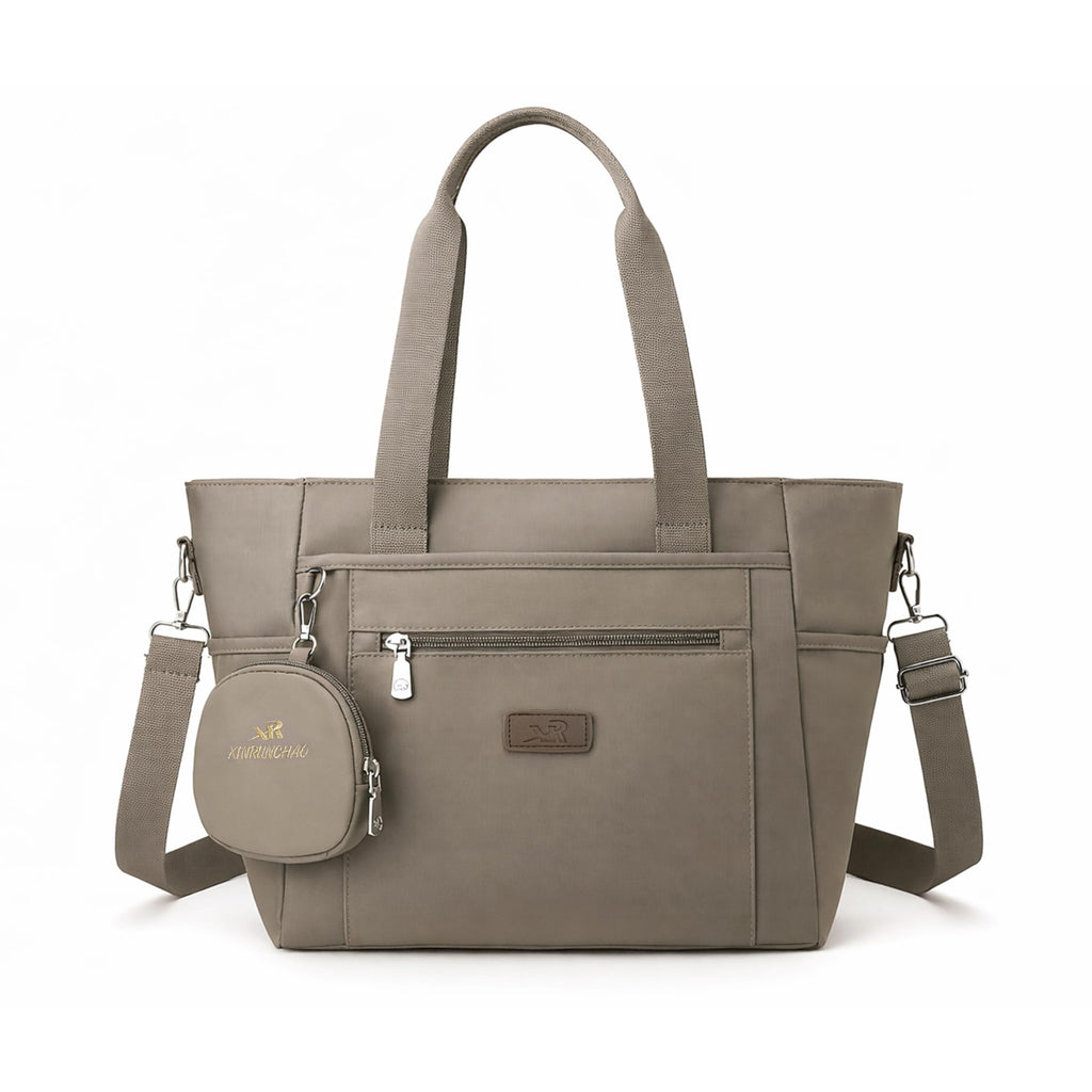 Storite Tote Bag for Women with Coin Pouch Lightweight Purse Large Capacity Multi Pocket Shoulder Handbag for Work Office Travel Everyday Use (Cement Ash, 30x15x27cm)