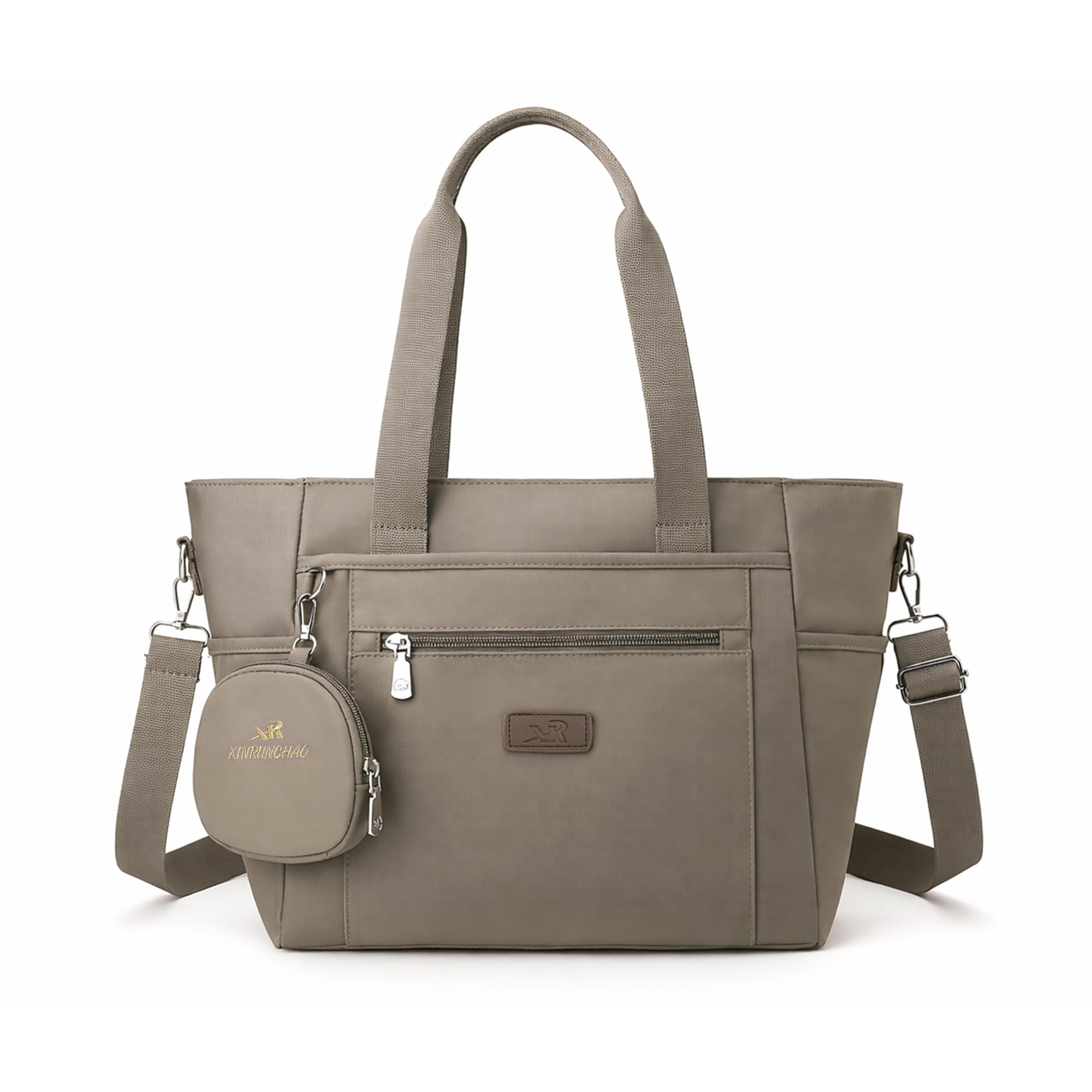 Storite Tote Bag for Women with Coin Pouch Lightweight Purse Large Capacity Multi Pocket Shoulder Handbag for Work Office Travel Everyday Use (Cement Ash, 30x15x27cm)