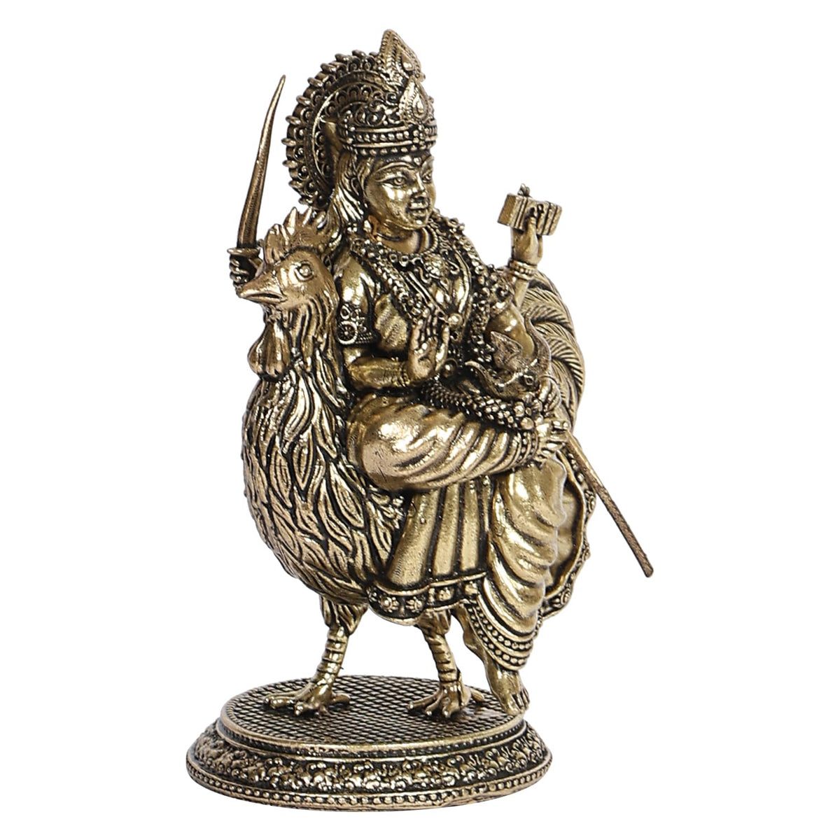 ARTVARKO Brass Goddess Bahuchara MATA Bahucharji Statue for Home Decor Puja Mandir Temple 4.5 Inch
