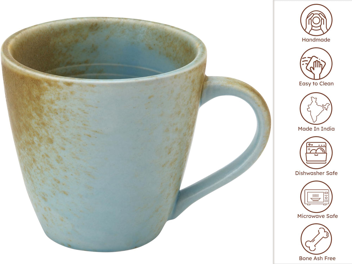 Bodhi House Handmade Ceramic Coffee Mug, Pack of 1, 350Ml, Turquoise Copper