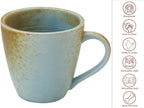 Bodhi House Handmade Ceramic Coffee Mug, Pack of 4, 350Ml, Turquoise Copper