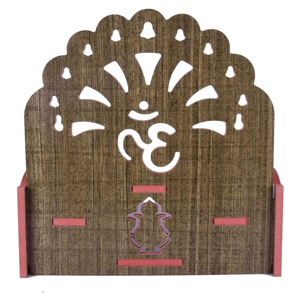 PRIMEFAIR Handmade Beautiful Wooden Temple/Puja Mandir/Wall Hanging and Table Top Home Art & Craft Engineered Wood Home Wall Temple (BROWN-395)