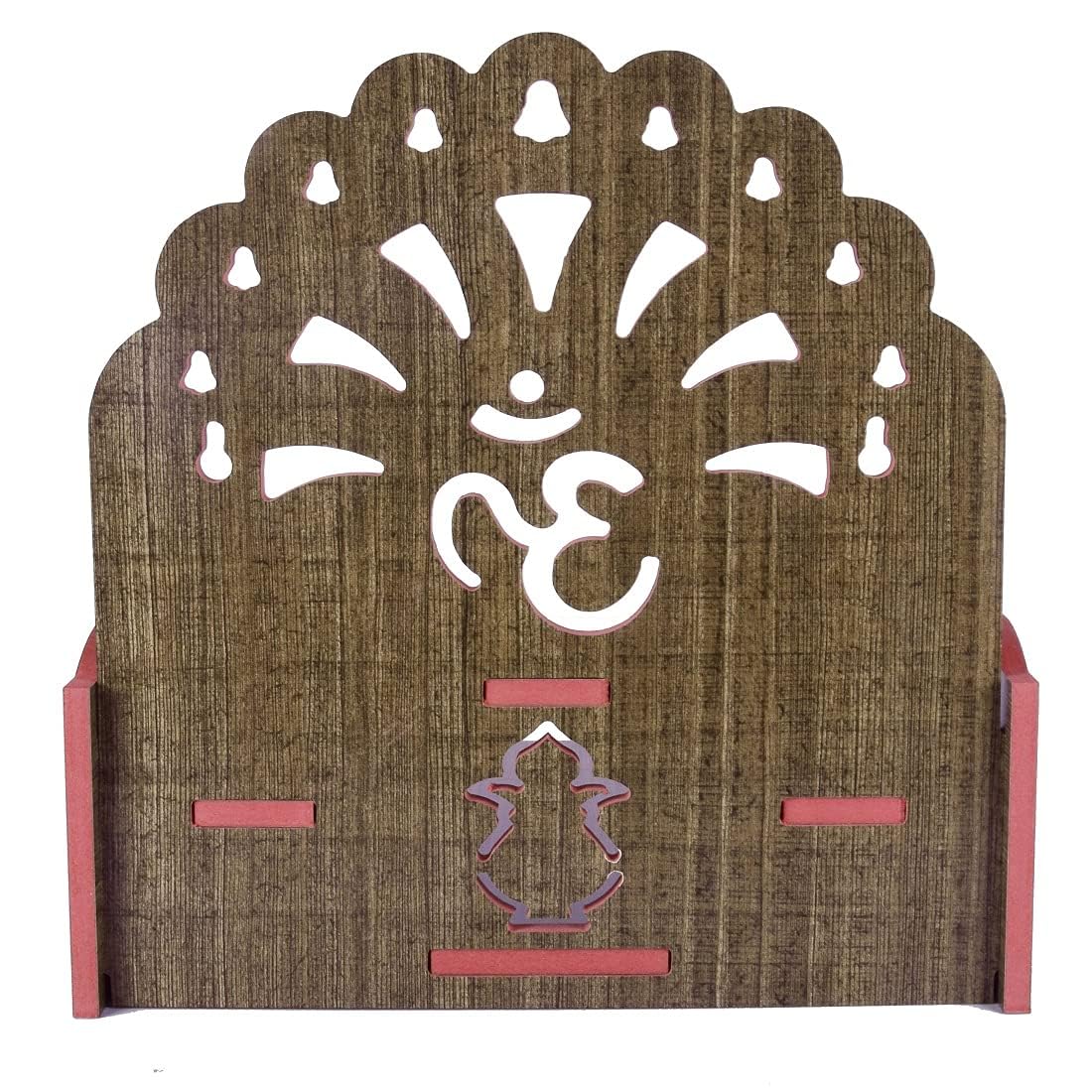 PRIMEFAIR Handmade Beautiful Wooden Temple/Puja Mandir/Wall Hanging and Table Top Home Art & Craft Engineered Wood Home Wall Temple (BROWN-395)