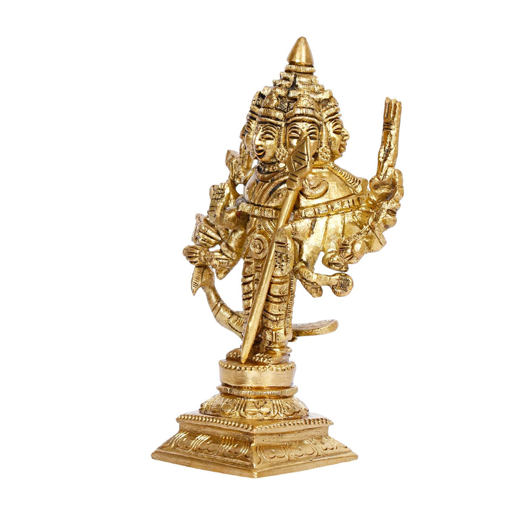 ARTVARKO Brass Lord Shanmugar Murugan Kartikeya Murugana Kumaraswamy Karthikeya Standing with Peacock Idol Swaminatha Skanda Murti 6 Inch