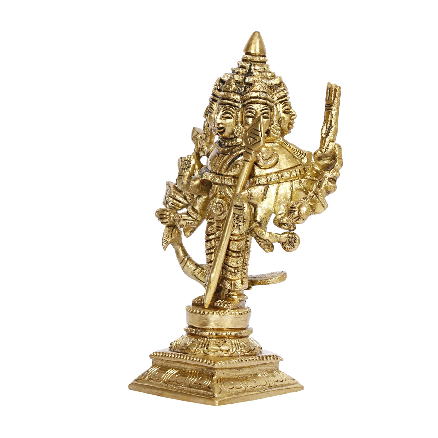 ARTVARKO Brass Lord Shanmugar Murugan Kartikeya Murugana Kumaraswamy Karthikeya Standing with Peacock Idol Swaminatha Skanda Murti 6 Inch