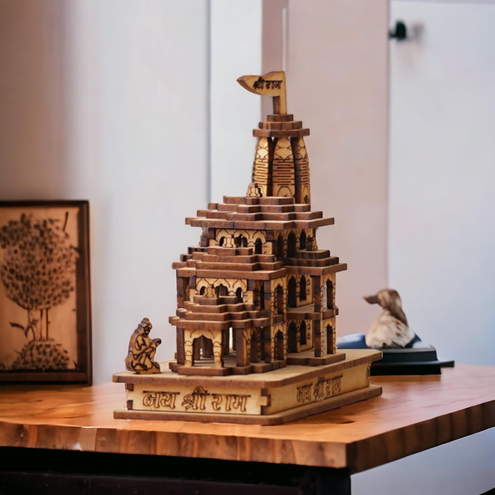 GANGTARANG® Ram Mandir 3D Wood Temple Exact Model, Wood Colour
