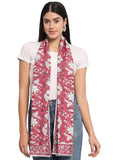Ravaiyaa - Attitude is everything Women Red & White Hand Block Floral Printed Cotton Scarf 71 X 21 Inch