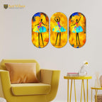 Artvibes Ballerina Dancing Abstract Art Wooden Wall Hanger for Home | Office | Living Room | Gift | Modern Decoration Items | Kitchen Wall Decor | Artworks (WH_9007N), Set of 3