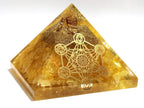 NAKSHATRA ENTERPRISE Spiritual Healing Collection with Pyrite Frame, Orgone Pyramid, Crystal Tree, Vastu Decor for Home & Office, Positive Energy & Wealth (Citrine Orgone Pyramid)