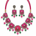 KHOJ.CITY Choker Necklace Set for Women | Handmade Jewellery for Women | Traditional Jewellery Set | Lightweight & Anti-Allergic Jewellery (Magenta)