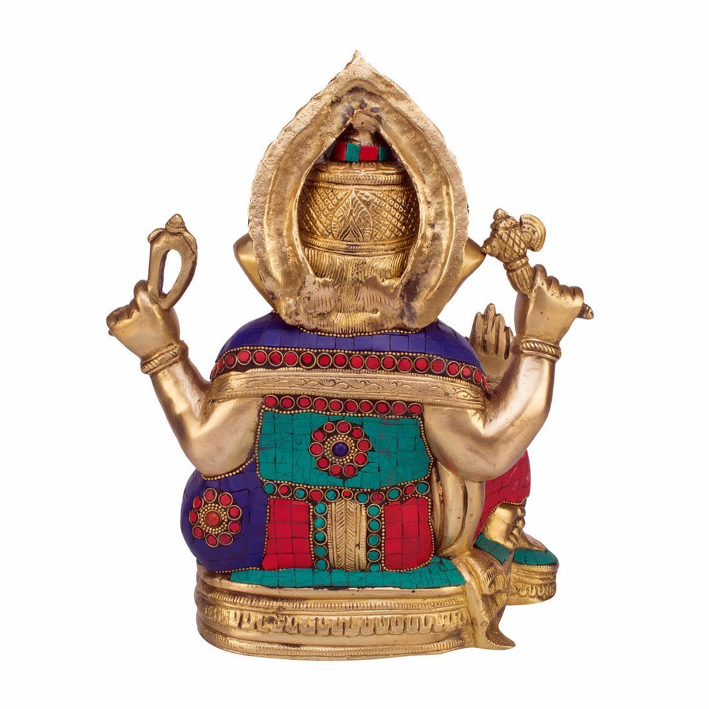SVARUP Brass Ganesh Ganesha Idol for Home Decoration Ganpati Statue Murti for Gift Height 13 Inch