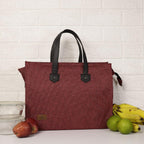 FOHOGO Jute Bag for Unisex | Lunch Bag/Tiffin Bag/Carry Bag/Jute Bag | Tote Bag for office (Maroon, Medium (14”x11”x5”))