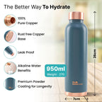 The Better Home Copper Water Bottle | Copper Water Bottle 950ml | With Anti Oxidant Properities | Provides Health Benefits | Pure Tamba | Teal