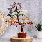 Shubhanjali 7 Chakra Tree M-Seal 300 Beads for Home Decor | Crystal Tree for Positivity Goodluck | Gemstones | Feng Shui Stone Tree for Living Room, Office Desk & Hall Decor | Christmas Decor Gift