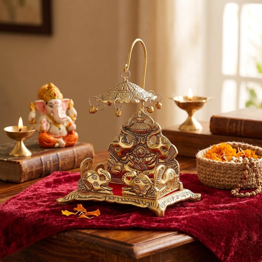 KridayKraft Metal Ladoo Gopal Singhasan Krishna Idol Accessories,Singhasan for Laddu Gopal Pooja,Decorative Showpiece Figurines,Religious Idol,Diwali Gift Article...