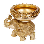 ARTVARKO Brass Elephant Urli Decorative Urli Bowl for Flowers - Handcrafted Round Floating Floral Candles Bowl for Home, Office, Living Room Decor