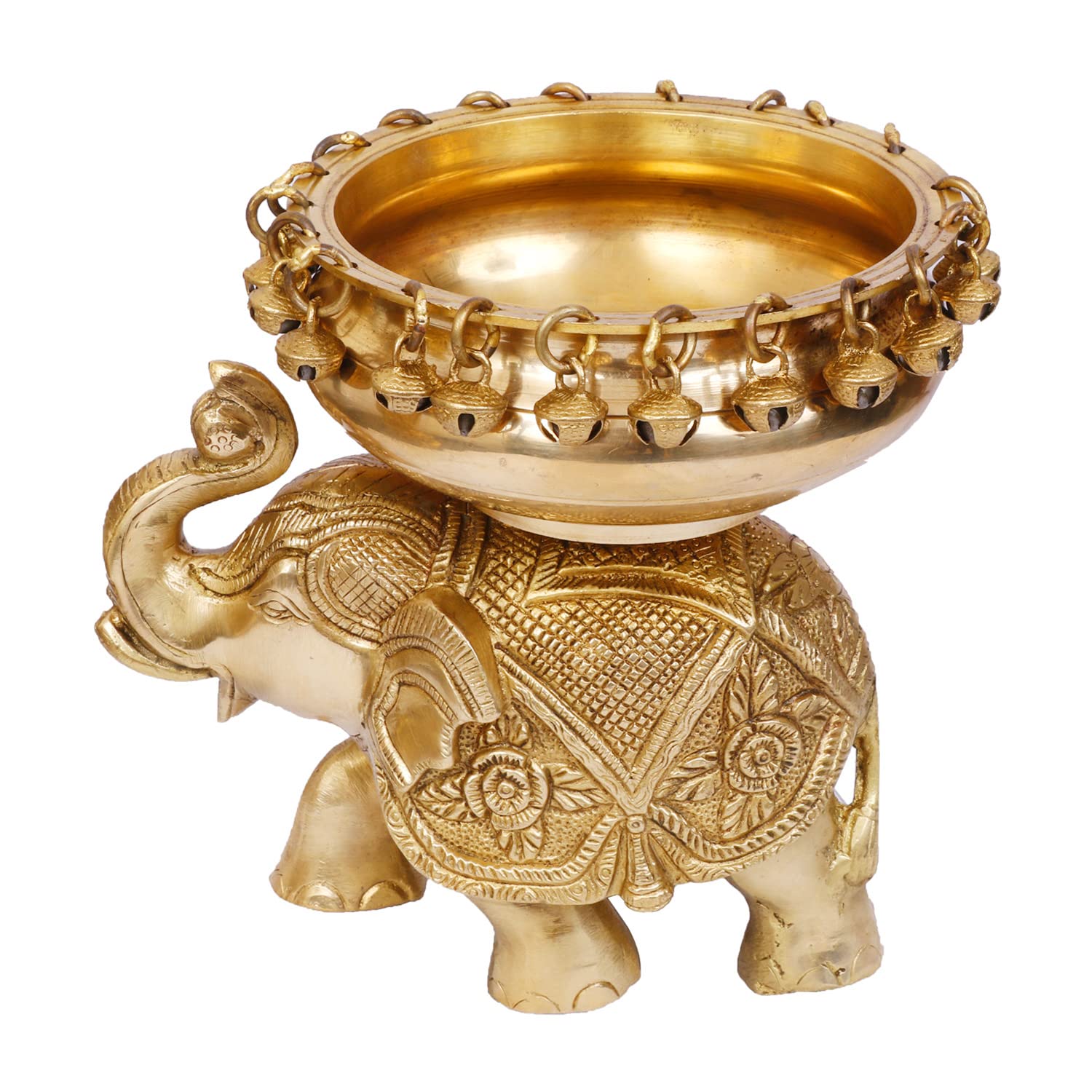 ARTVARKO Brass Elephant Urli Decorative Urli Bowl for Flowers - Handcrafted Round Floating Floral Candles Bowl for Home, Office, Living Room Decor