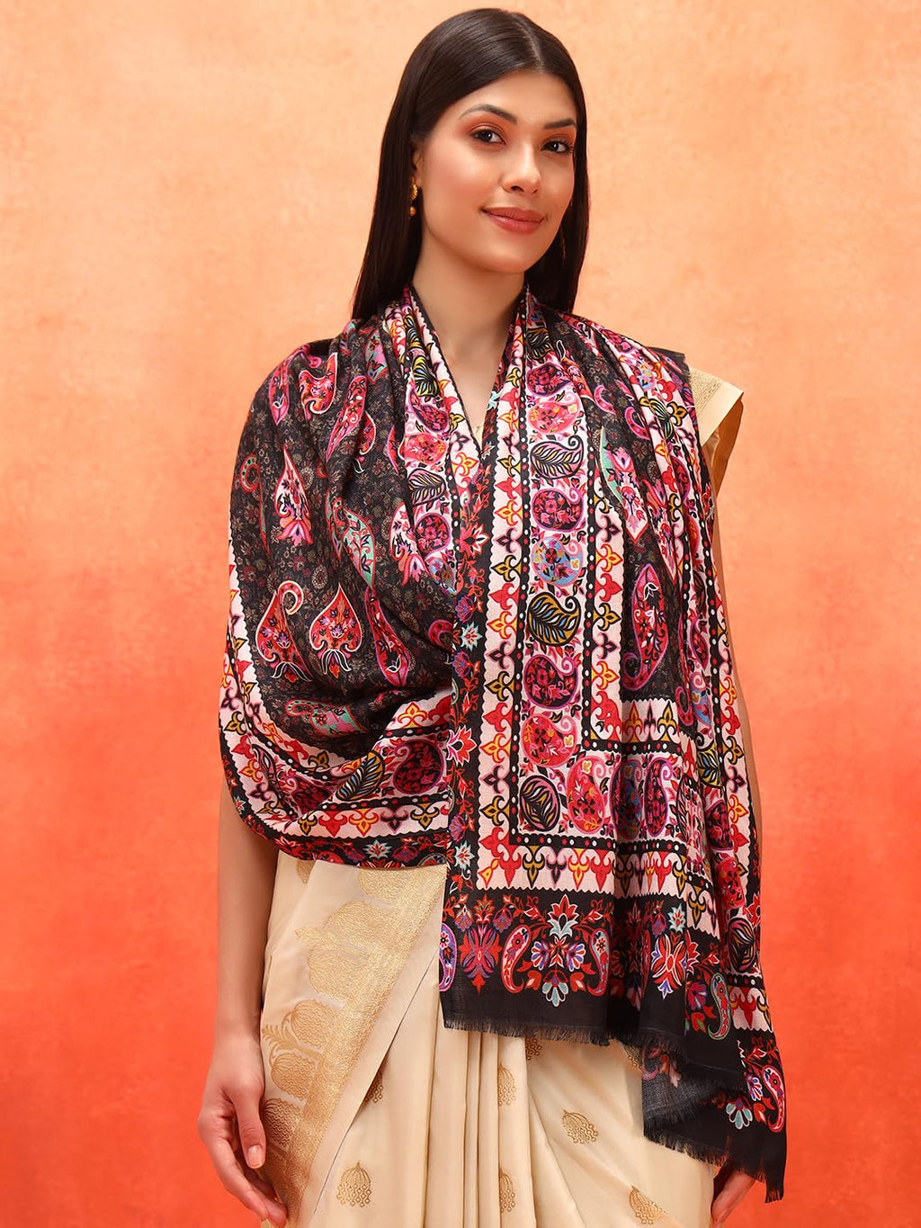 Pashmoda Women Floral Sonata Fine Soft Bamboo Fibre Stole (Size 28x80in, 71x203cm) ISST32