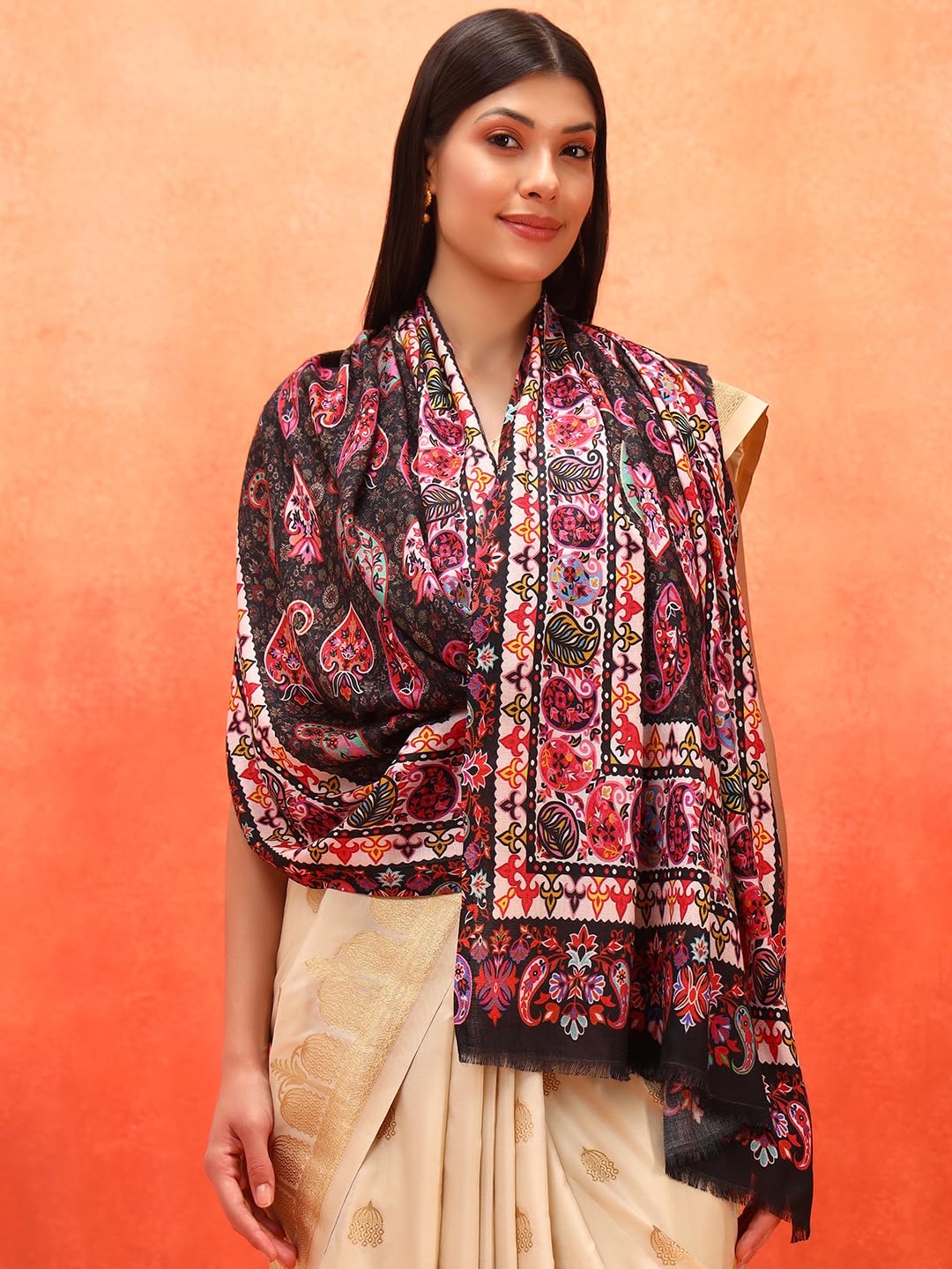 Pashmoda Women Floral Sonata Fine Soft Bamboo Fibre Stole (Size 28x80in, 71x203cm) ISST32
