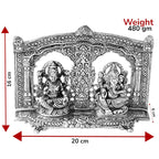 Prince Home Decor & Gifts White Metal Siver Plated Royal Laxmi Ganesh Mehrav Diya God Idol