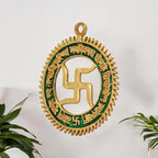 Kridaykraft Gayatri Mantra with Swastik Wall Hanging in Metal for Home Decor,Metal Handicraft Swastic Gayatri Mantra Wall/Door Hanging Religious Handicraft 5.5 Inches 100 Grams 1 Piece