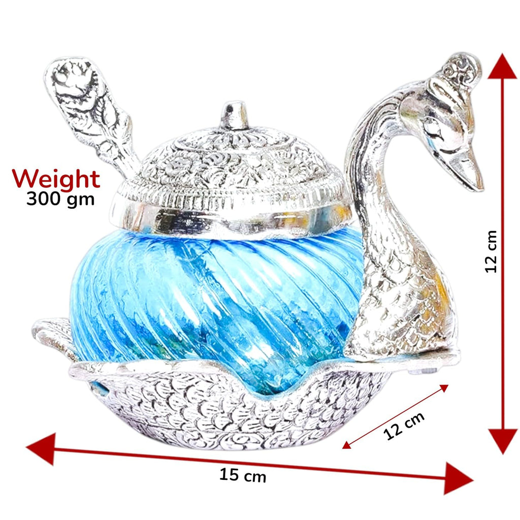 KridayKraft Aluminium Container Mukhwas Dining Box, Mouth Freshener Storage For Gift Home kitchen Peacock shape, Mukhwas Box (Silver)(1 Piece)