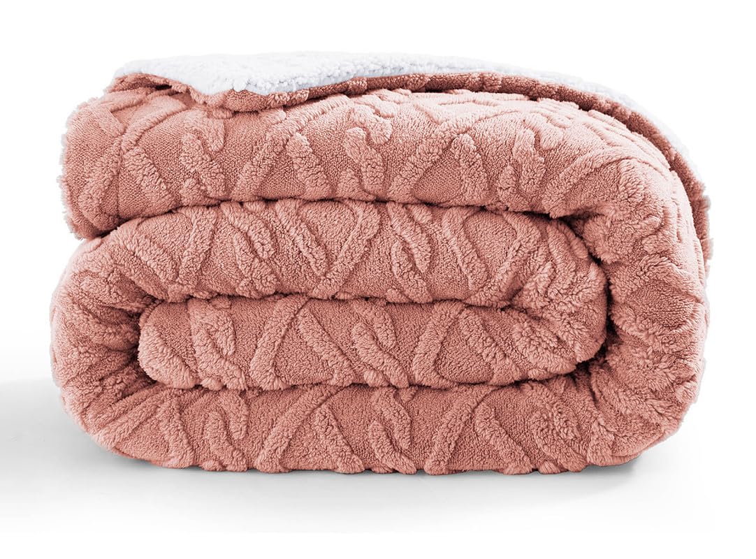 BSB HOME Flannel with Sherpa Luxurious Super Soft Fluffy Cozy Fuzzy Warm Reversible Single Bed Blanket for Heavy Winter 500GSM Blanket/Quilt Rajaai - Color- Pink, 220 x 150 Cm, Weight- 2kg Kafalo