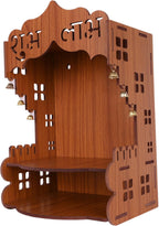 Wooden Temple for Home – Wall Mounted Pooja Mandir | Decorative Prayer Shelf with Storage | Engineered MDF Wood | Compact 9x8x14 Inch (Style -2)