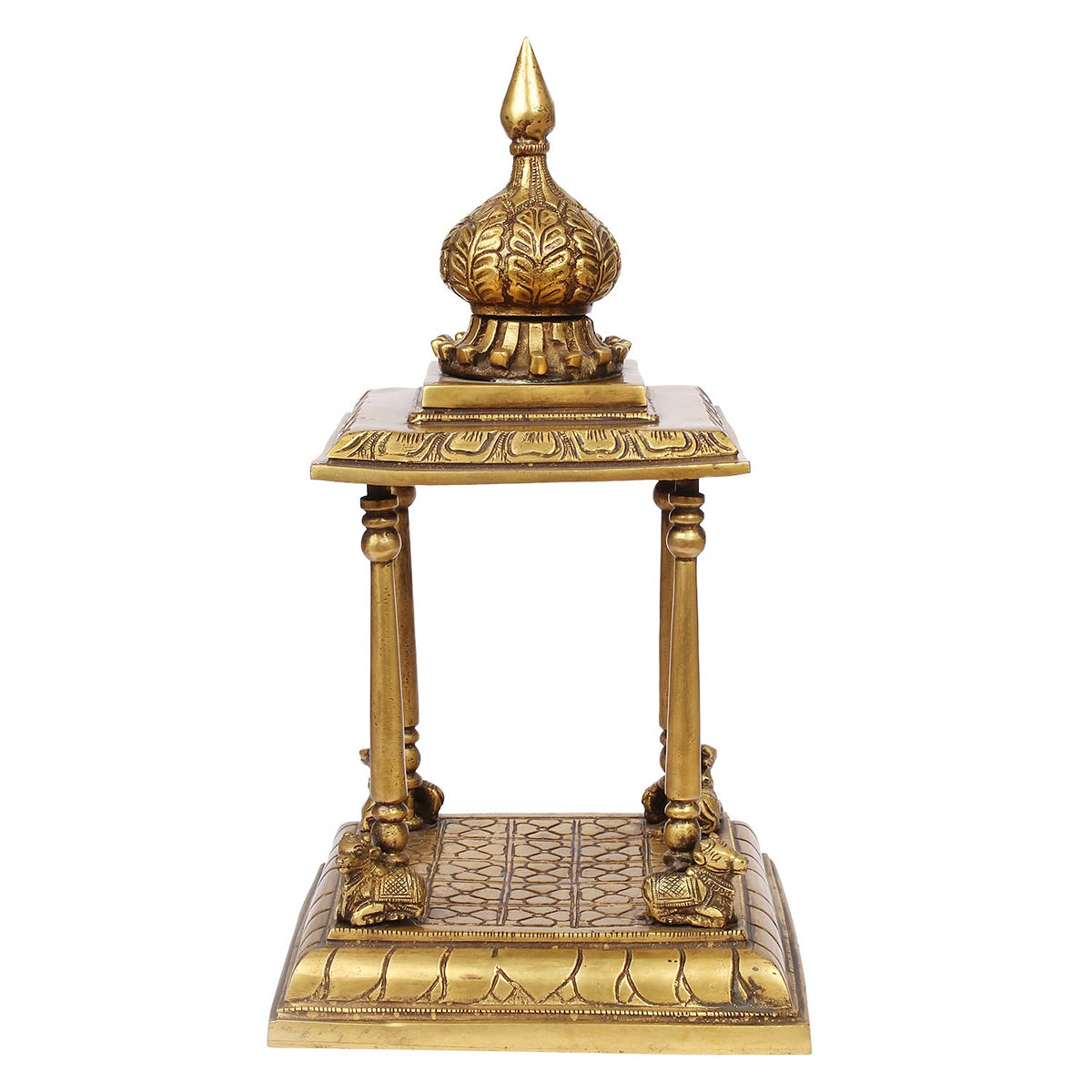 ARTVARKO Handcrafted Full Brass Temple Pooja Mandir for Living Room Pooja Ghar Decoration Religious Home Décor 13 Inch.