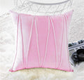 Khooti Velvet Striped Cushion Cover Pack of 1-32X32/81X81 Cm | Baby Pink | Soft Pillow Covers Cushion Case for Sofa Bedroom Living Room Chair Car, Cushion Cover with Zig Zag Pattern
