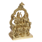 ARTVARKO Brass Siyaram Sita Ram Sitting on Lion Chatra Singhasan with Hanuman ji Idol Murti for Mandir Puja Temple Height 11 Inch.