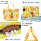 hirTa Gab Tote Bag with Makeup Pouch for Teacher Women Office Girls Work Multipurpose Hanbag Mostly Used for Travel Grocery Beach Hobo Waterproof Sandproof Lightweight Pool Bag (Lemon Yellow)