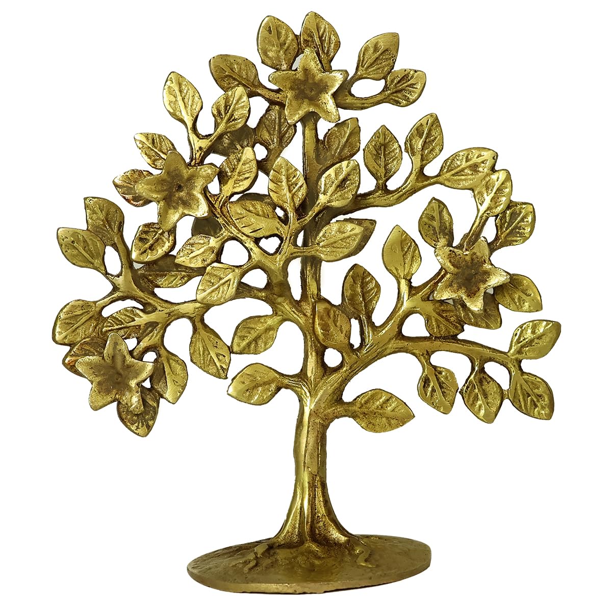 Reiki Crystal Products Brass Kalpavriksha Tree | Handmade Brass Wish-Fulfilling Tree for Home, Office & Temple Décor | 17 cm | 450–500 Gram | Feng Shui, Vastu & Spiritual Decorative Showpiece