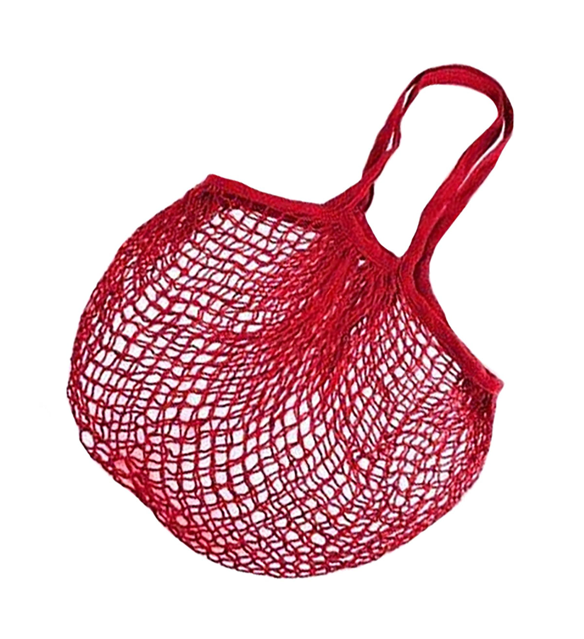 MSK Looms Eco Friendly Light Weight Cotton Net String Bag with Short Handle, Reusable Produce Bag for Fruits and Vegetable - Red