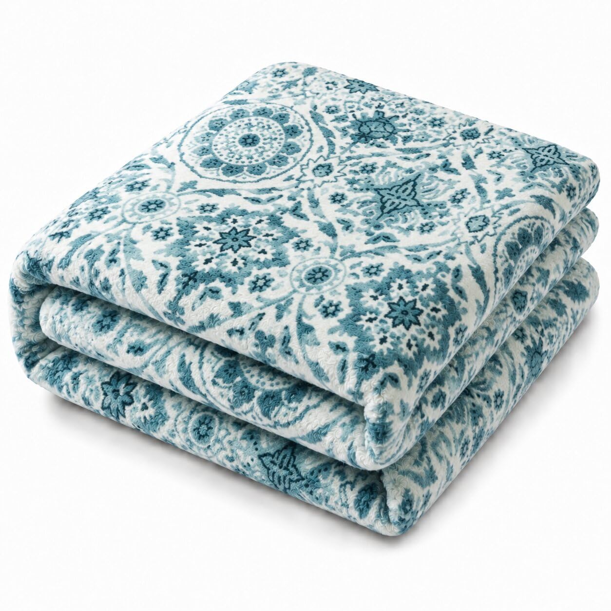 Rubru Leo Flannel AC Blanket | Ultra-Soft Lightweight Blanket for Year-Round Use | Warm, Cozy and Machine Washable (Aqua Moroccan, Single) Kafalo