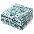 Rubru Leo Flannel AC Blanket | Ultra-Soft Lightweight Blanket for Year-Round Use | Warm, Cozy and Machine Washable, Aqua Moroccan, Double Kafalo