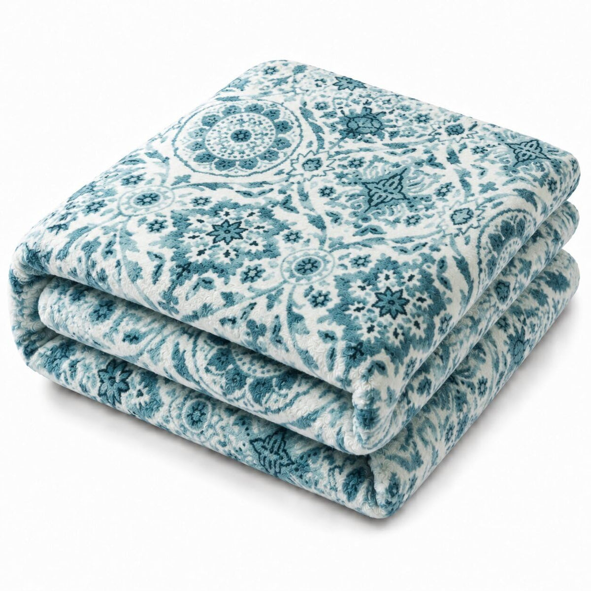 Rubru Leo Flannel AC Blanket | Ultra-Soft Lightweight Blanket for Year-Round Use | Warm, Cozy and Machine Washable, Aqua Moroccan, Double Kafalo
