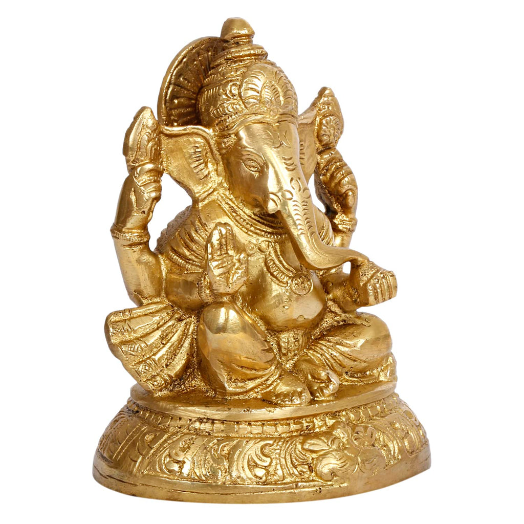 Svarup Brass Ganesh Ganesha Idol Good Luck God Statue Religious Pooja Temple Decorative Sculptures Height 5 Inch