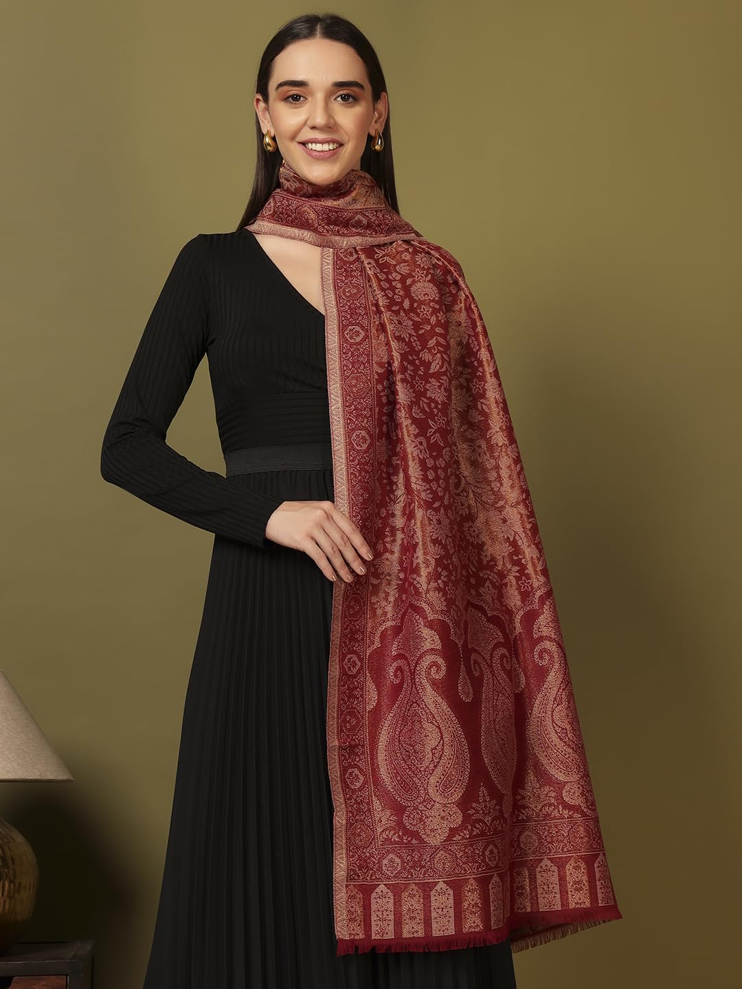 Pashmoda Women Hunar Zari Kaani Fine Wool Shawl (Size: 40x80in, 101x203cm) ZSS08
